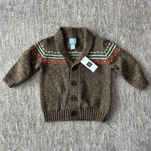 GAP Brown Knit Sweater with Patterned Accents